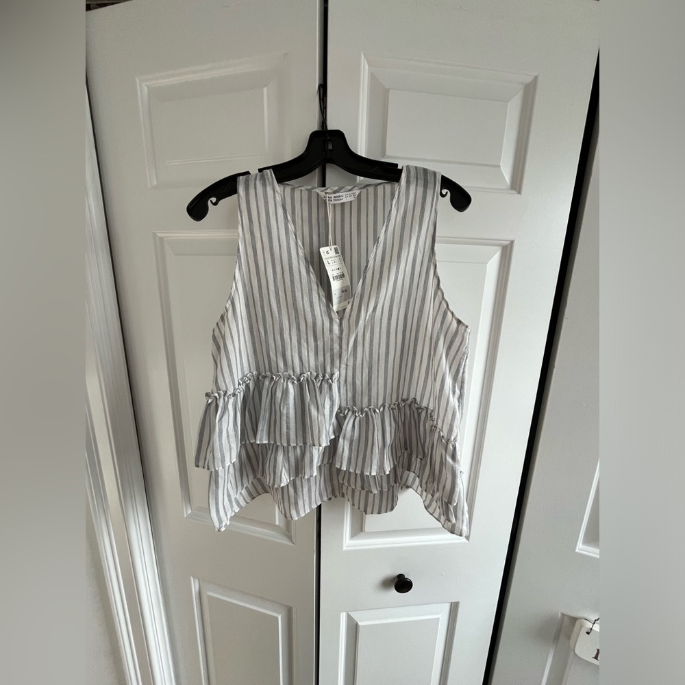Zara striped flowy top brand new with tags L